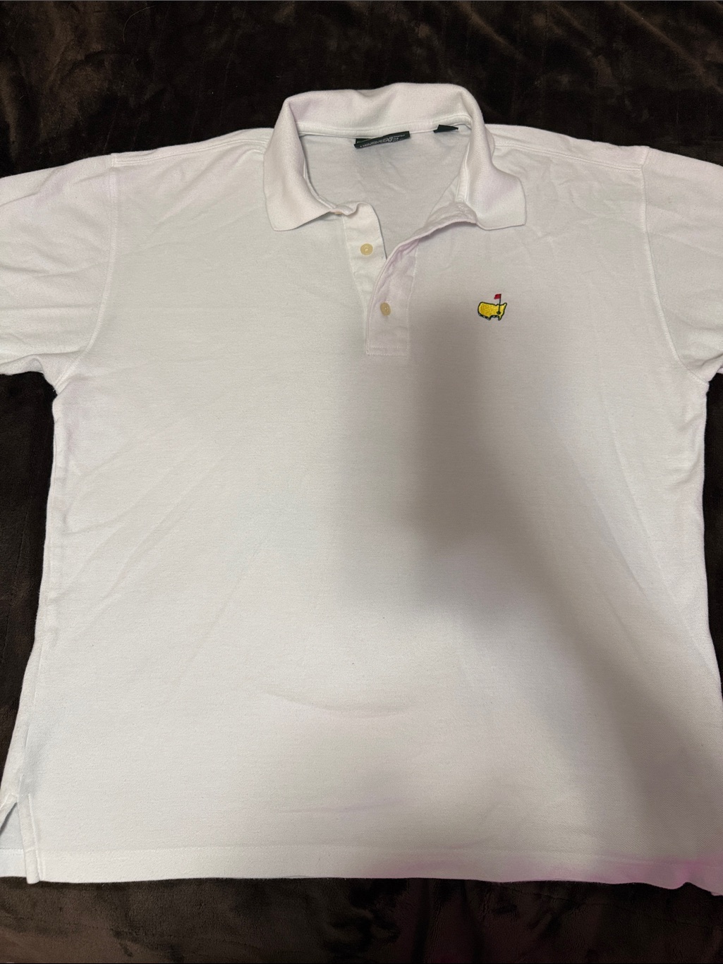 Masters White Polo Shirt With Yellow  Red Golf Crest